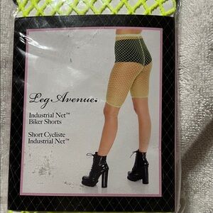 Leg Avenue Neon Yellow Industrial Net Biker Shorts